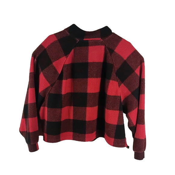 Old Navy Women's Fleece Buffalo Plaid Jacket Quarter Zip Size X L Red Black - Picture 4 of 8